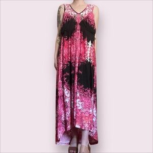 ONE WORLD Black and Pink Asymmetrical Sundress
